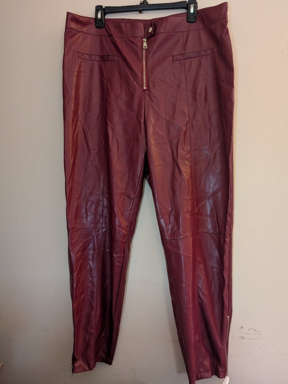 NWT Red Pleather Pants with Zippers Forever 21 Size 2X